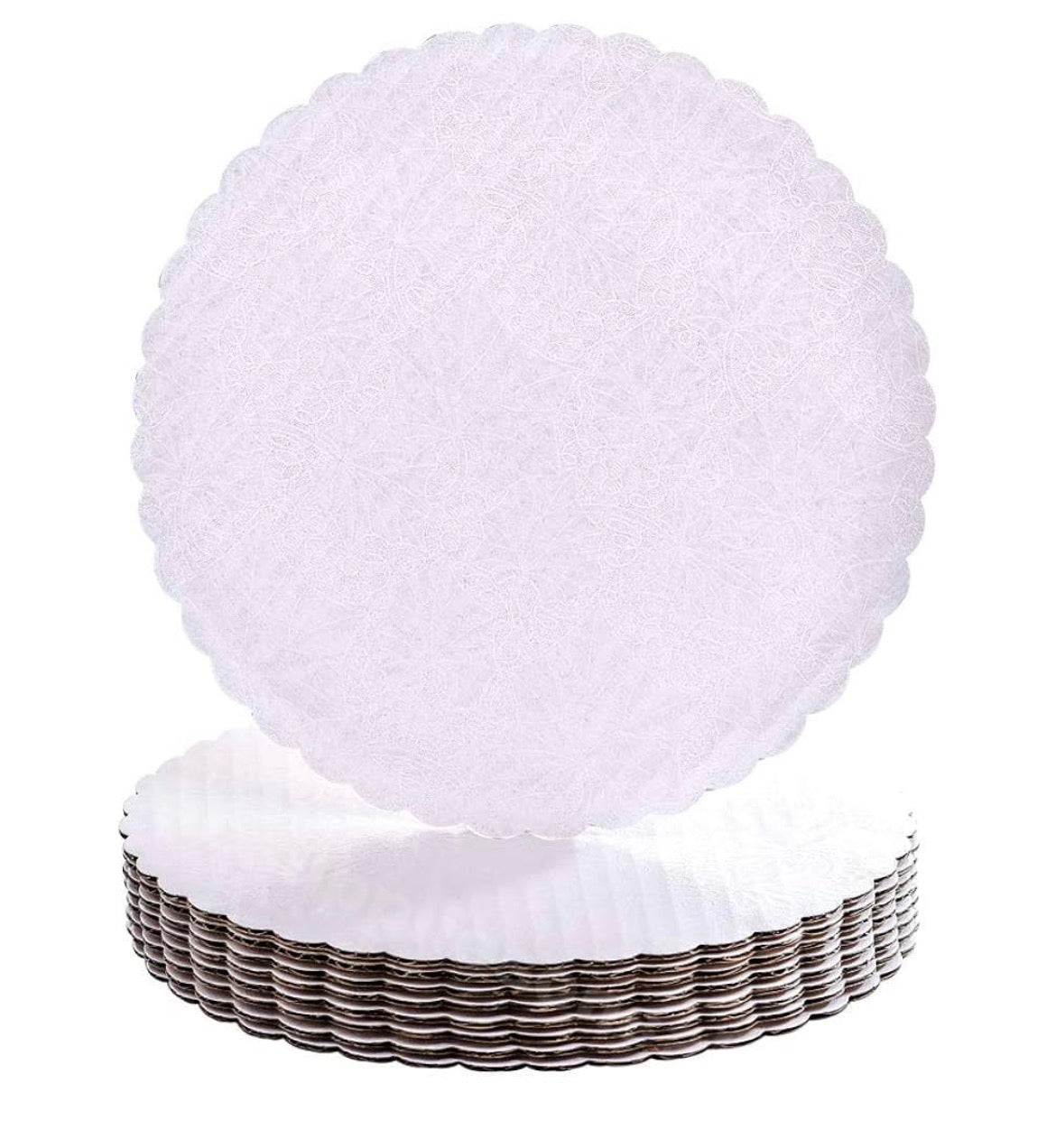 White Scalloped Edge Cake Boards (10 in – 6 Pack)