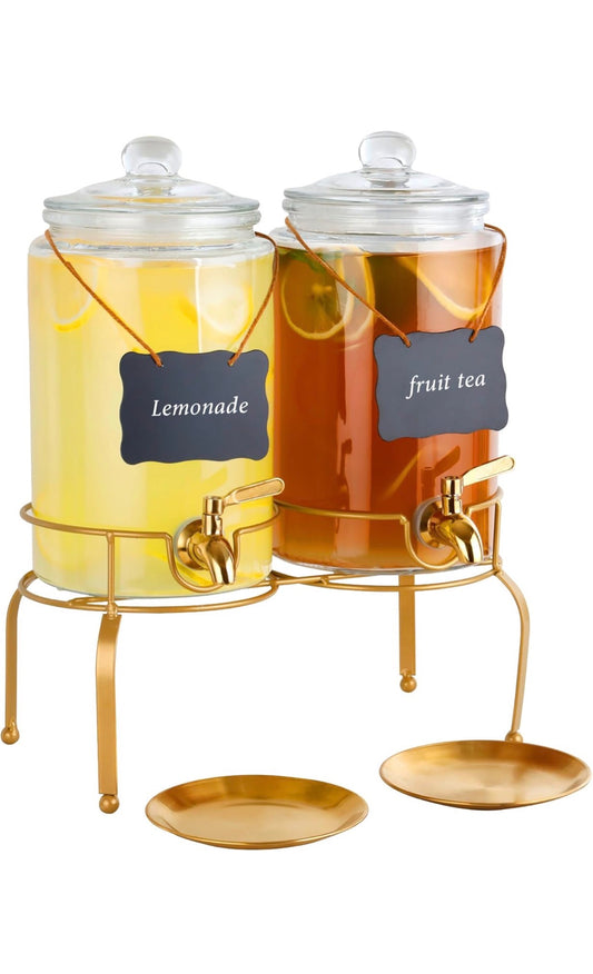 Entertainer’s Duo Beverage Dispenser Set with Stand (2-Pack, 1 Gallon)
