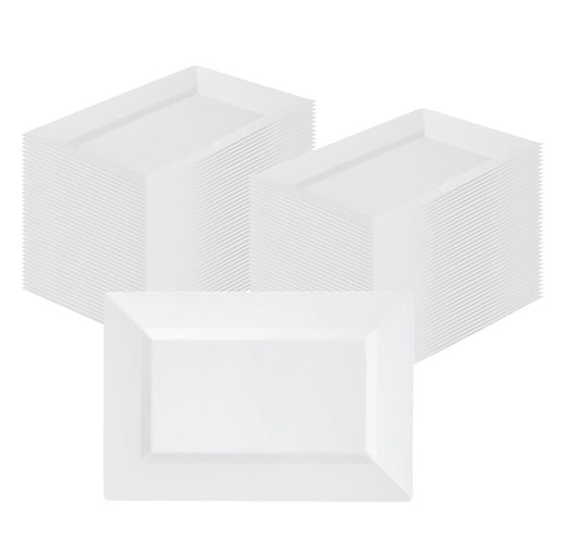 Modern Luxe Rectangular Premium Plates (12.8 x 8.3 Inch, 10 Pack)