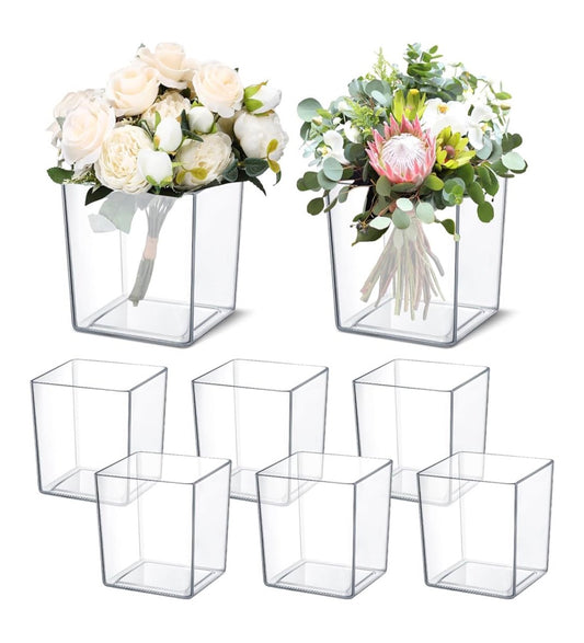 Crystal-Clear Acrylic Floral Vases (5 × 5 in – 8 Pack)