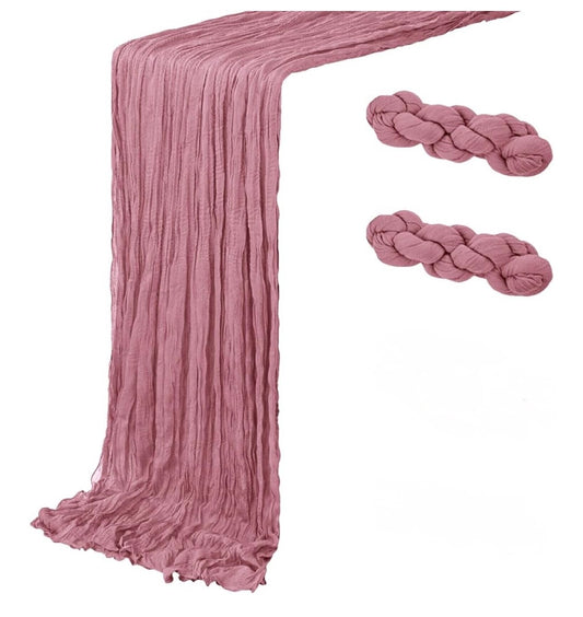 Dusty Rose Gauze Table Runner (20 × 120 in – 2 Pack)