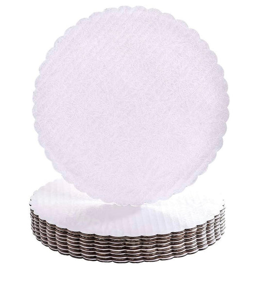 White Scalloped Edge Cake Boards (10 in – 6 Pack)