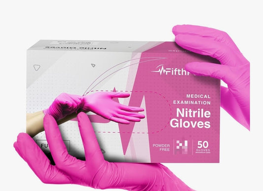 Fuchsia Luxe Nitrile Gloves (Medium – 50 Count)