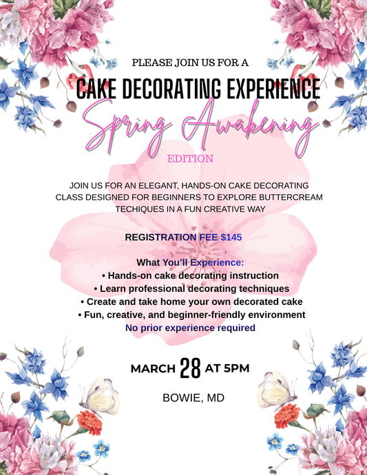 Luxe Cake Decorating Class – Premium Experience - March 28, 2026